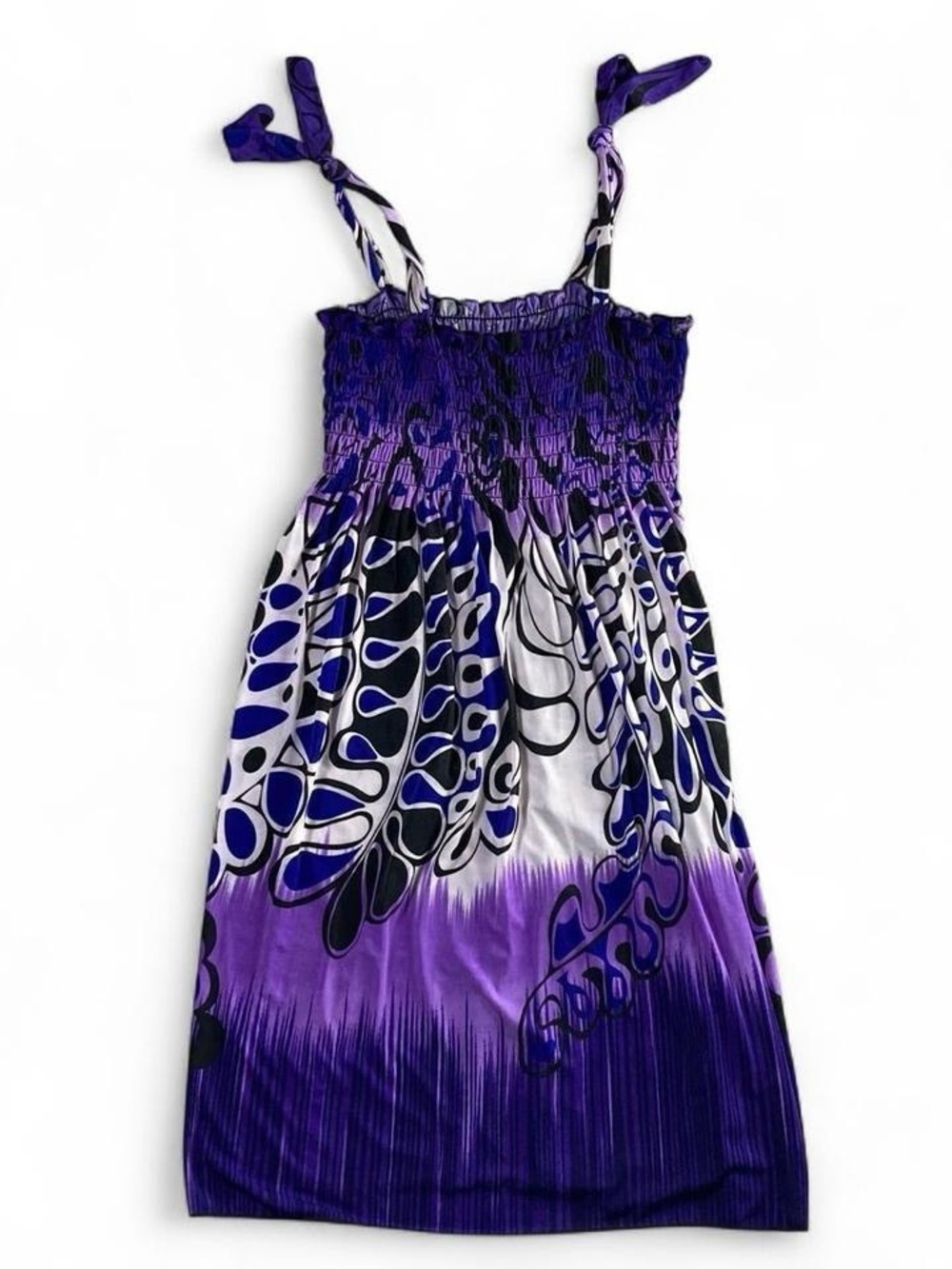 Purple Printed Smocked Sundress